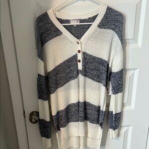Women's Striped Sweater - Navy and White